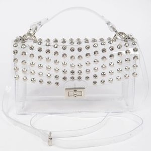 Golden Luxe Clear Studded Handbag