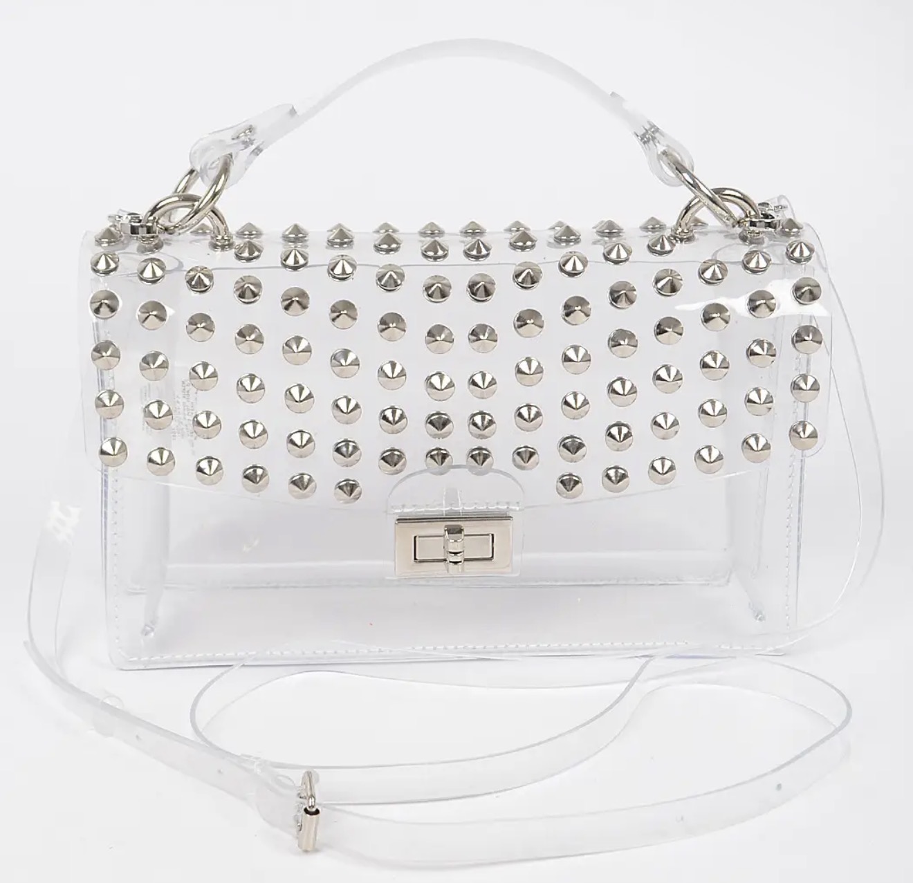 Golden Luxe Clear Studded Handbag