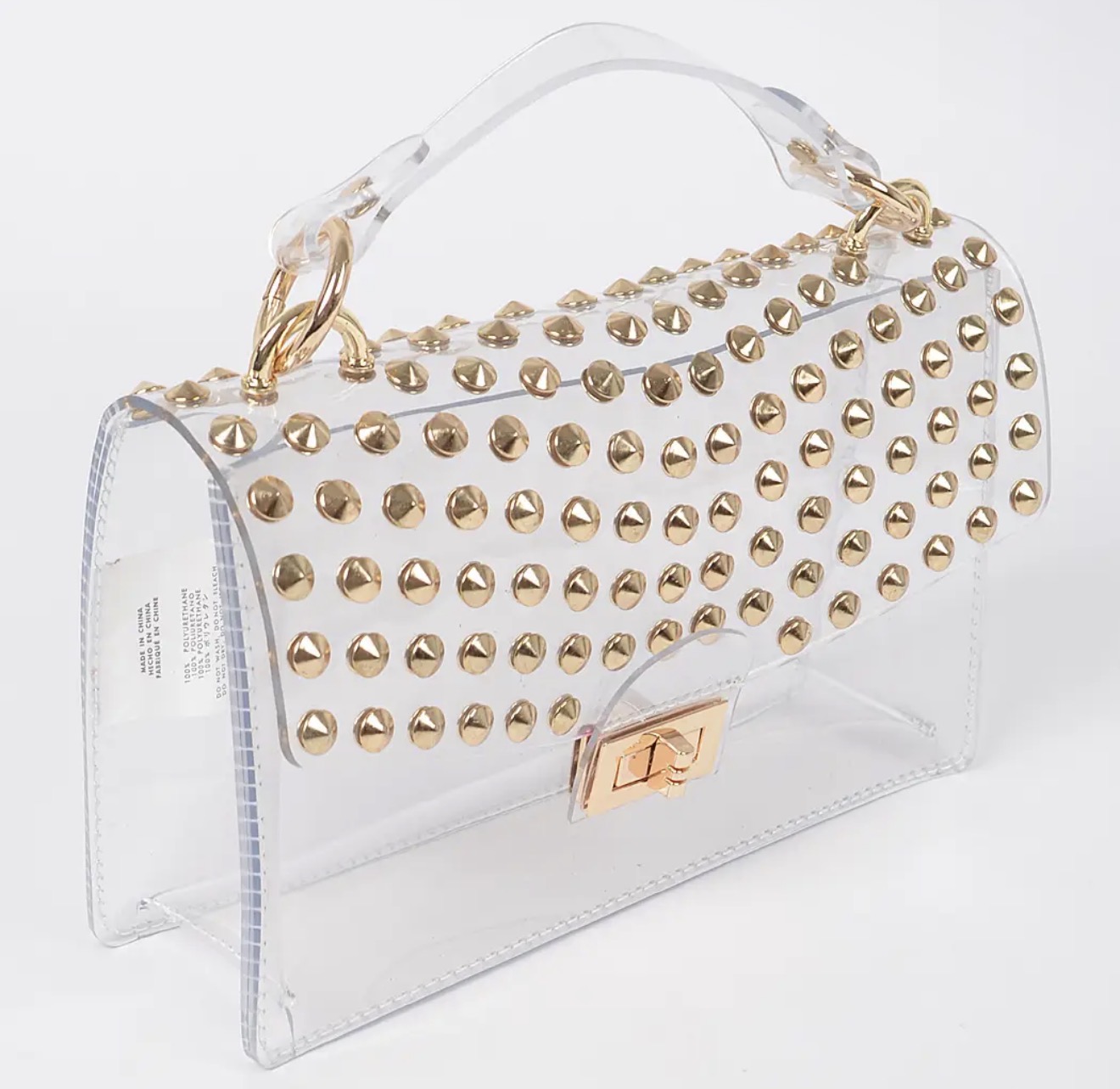 Golden Luxe Clear Studded Handbag - Image 2